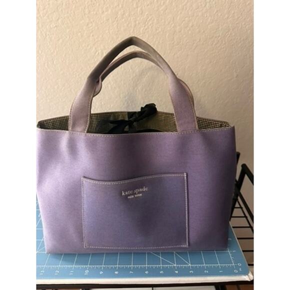 Kate Spade Purple Tote Bag | Structured Handbag with Pocket and ribbon tie top - Picture 1 of 10